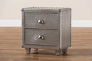 Mari French Industrial Silver Metal 2-Drawer End Table Baxton