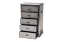 Mari French Industrial Silver Metal 5-Drawer Accent Storage Cabinet Baxton