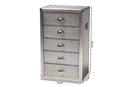 Mari French Industrial Silver Metal 5-Drawer Accent Storage Cabinet Baxton