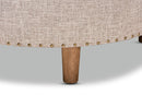 Variel Beige Fabric Upholstered Natural Wood Cocktail Ottoman Baxton