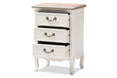 Gould Two Tone Natural Whitewashed Oak and White 3-Drawer End Table Baxton