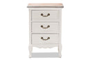 Gould Two Tone Natural Whitewashed Oak and White 3-Drawer End Table Baxton