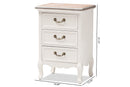 Gould Two Tone Natural Whitewashed Oak and White 3-Drawer End Table Baxton