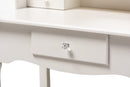 Excel White 2Pc Vanity Table w/Mirror and Ottoman Baxton