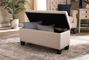 Radley Beige Fabric Upholstered Storage Ottoman Baxton