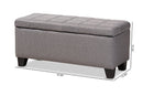 Radley Gray Fabric Upholstered Storage Ottoman Baxton