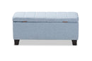 Radley Light Blue Fabric Upholstered Storage Ottoman Baxton
