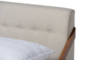 Tilde Light Beige Fabric Upholstered Wood King Size Platform Bed Baxton