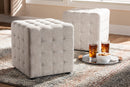 Sonore Beige Fabric Upholstered Tufted Cube Ottoman Set of 2 Baxton