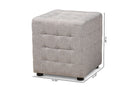 Sonore Greyish Beige Fabric Upholstered Tufted Cube Ottoman Set of 2 Baxton