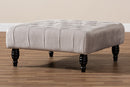 Delaire Gray Velvet Fabric Upholstered Button Tufted Cocktail Ottoman Baxton
