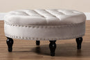 Jeane Gray Velvet Fabric Upholstered Button Tufted Cocktail Ottoman Baxton