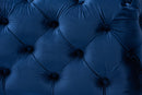Gates Royal Blue Velvet Fabric Gold Finished Button Tufted Bench Ottoman Baxton