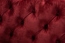 Gates Burgundy Velvet Fabric Gold Finished Button Tufted Bench Ottoman Baxton