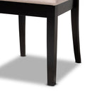 Athena Sand Fabric Upholstered Espresso Brown 7-Piece Dining Set Baxton