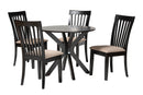 Crossroads Modern Sand Fabric and Dark Brown 5-Piece Dining Set Baxton