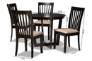 Jericho Sand Fabric Upholstered and Dark Brown 5-Piece Dining Set Baxton