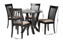 Josepha Modern Sand Fabric and Dark Brown 5-Piece Dining Set Baxton