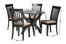 Tabitha Modern Gray Fabric and Dark Brown 5-Piece Dining Set Baxton