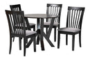 Josepha Modern GrayFabric and Dark Brown 5-Piece Dining Set Baxton