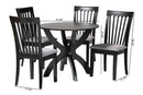 Tabitha Modern GrayFabric and Dark Brown 5-Piece Dining Set Baxton
