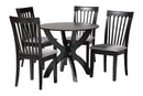 Tabitha Modern GrayFabric and Dark Brown 5-Piece Dining Set Baxton