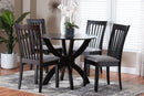 Tabitha Modern GrayFabric and Dark Brown 5-Piece Dining Set Baxton