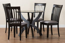 Tabitha Modern GrayFabric and Dark Brown 5-Piece Dining Set Baxton