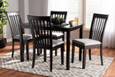 Athena Gray Fabric Upholstered Espresso Brown 5-Piece Dining Set Baxton