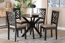 Michio Modern Sand Fabric and Dark Brown 5-Piece Dining Set Baxton
