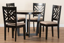 Siskal Modern Sand Fabric and Dark Brown 5-Piece Dining Set Baxton