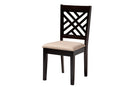 Seda Modern Sand Fabric and Dark Brown 5-Piece Dining Set Baxton