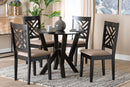 Seda Modern Sand Fabric and Dark Brown 5-Piece Dining Set Baxton