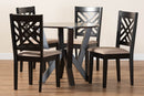Seda Modern Sand Fabric and Dark Brown 5-Piece Dining Set Baxton