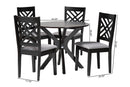 Michio Modern Gray Fabric and Dark Brown 5-Piece Dining Set Baxton
