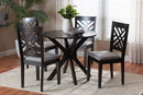 Michio Modern Gray Fabric and Dark Brown 5-Piece Dining Set Baxton
