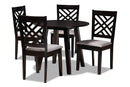 Winton Gray Fabric Upholstered and Dark Brown 5-Piece Dining Set Baxton