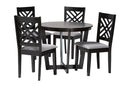 Siskal Modern Gray Fabric and Dark Brown 5-Piece Dining Set Baxton