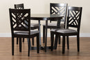 Siskal Modern Gray Fabric and Dark Brown 5-Piece Dining Set Baxton