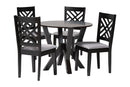 Seda Modern Gray Fabric and Dark Brown 5-Piece Dining Set Baxton