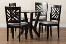 Seda Modern Gray Fabric and Dark Brown 5-Piece Dining Set Baxton