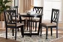 Cerne Modern Sand Fabric and Dark Brown 5-Piece Dining Set Baxton