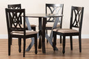 Nefeli Modern Sand Fabric and Dark Brown 5-Piece Dining Set Baxton