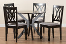 Linn Modern Gray Fabric and Espresso Brown 5-Piece Dining Set Baxton