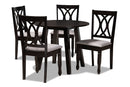 Norwich Gray Fabric Upholstered and Dark Brown 5-Piece Dining Set Baxton