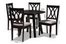 Norwich Gray Fabric Upholstered and Dark Brown 5-Piece Dining Set Baxton