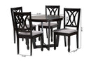 Cerne Modern Gray Fabric and Dark Brown 5-Piece Dining Set Baxton