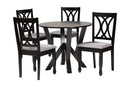 Nefeli Modern Gray Fabric and Dark Brown 5-Piece Dining Set Baxton