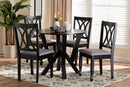 Nefeli Modern Gray Fabric and Dark Brown 5-Piece Dining Set Baxton