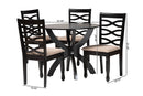 Darien Modern Sand Fabric and Dark Brown 5-Piece Dining Set Baxton